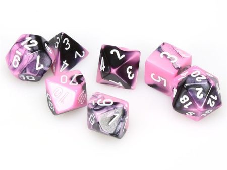 Gemini Black-Pink white Polyhedral 7-Dice Set on Sale