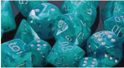 7CT CIRRUS POLY DICE SET, AQUA SILVER For Cheap