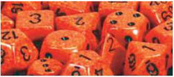 7CT SPECKLED POLY FIRE DICE SET Cheap