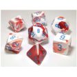 7CT LAB DICE GEMINI POLY SET, RED AND WHITE   BLUE Supply