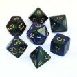 Gemini Blue-Green gold Polyhedral 7-Dice Set Supply