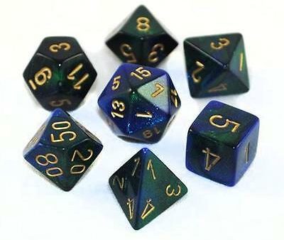 Gemini Blue-Green gold Polyhedral 7-Dice Set Supply