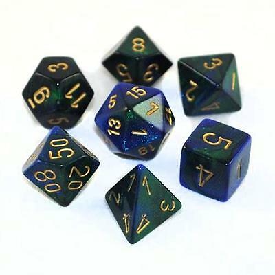 Gemini Blue-Green gold Polyhedral 7-Dice Set Supply