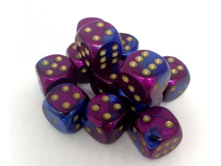 BLUE-PURPLE W GOLD DICE SET 16MM Online Hot Sale