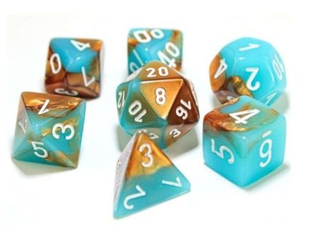 7CT LAB DICE GEMINI POLY SET, COPPER-TURQUOISE WHITE Online Hot Sale