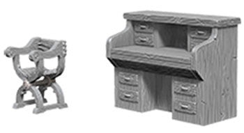 WizKids Deep CutsTM Unpainted Miniatures: Desk & Chair For Cheap