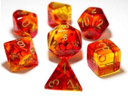 7CT LAB DICE GEMINI POLY SET, RED AND YELLOW   GOLD Online Hot Sale