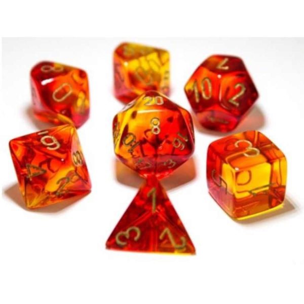 7CT LAB DICE GEMINI POLY SET, RED AND YELLOW   GOLD Online Hot Sale