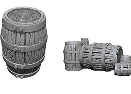 WizKids Deep CutsTM Unpainted Miniatures: Barrel & Pile of Barrels Online Hot Sale