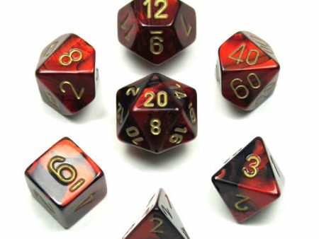 Gemini Black-Red gold Polyhedral 7-Dice Set Online