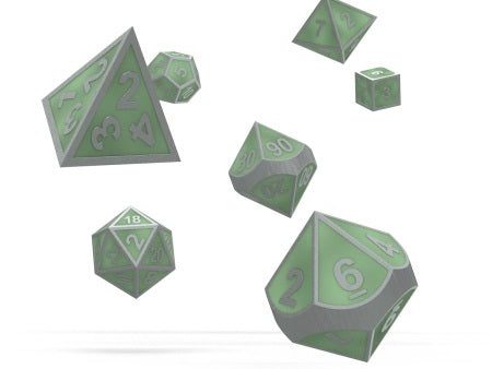 OAKIE DOAKIE DICE: POLYHEDRAL RPG SET METAL GLOW IN THE DARK - DRUID S BLAZE (7CT) For Cheap