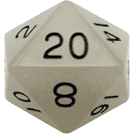 35mm Mega Acrylic D20 White with black numbers For Sale