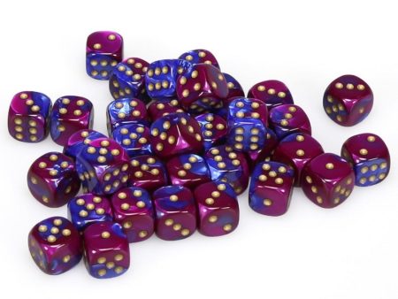 BLUE-PURPLE W GOLD DICE SET 12MM Online Sale